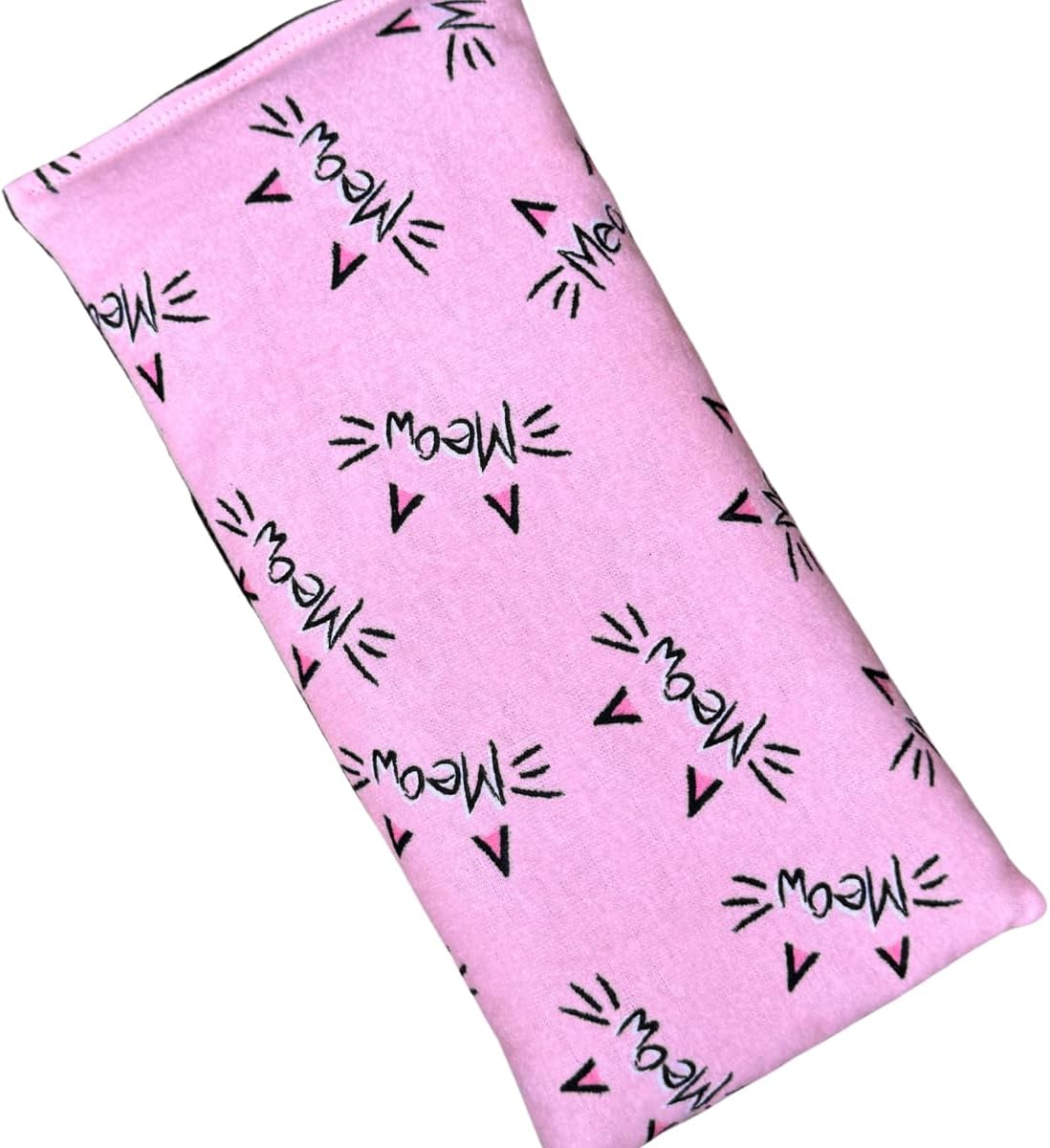 Microwave Heating Pad Filled With Flax Seed and Choice of Dried Herbs, Herbal Cold Pack, Good Size for Back Pain and Cramps, Hot and Cold Therapy, 6" x 12" (Meow, Peppermint)