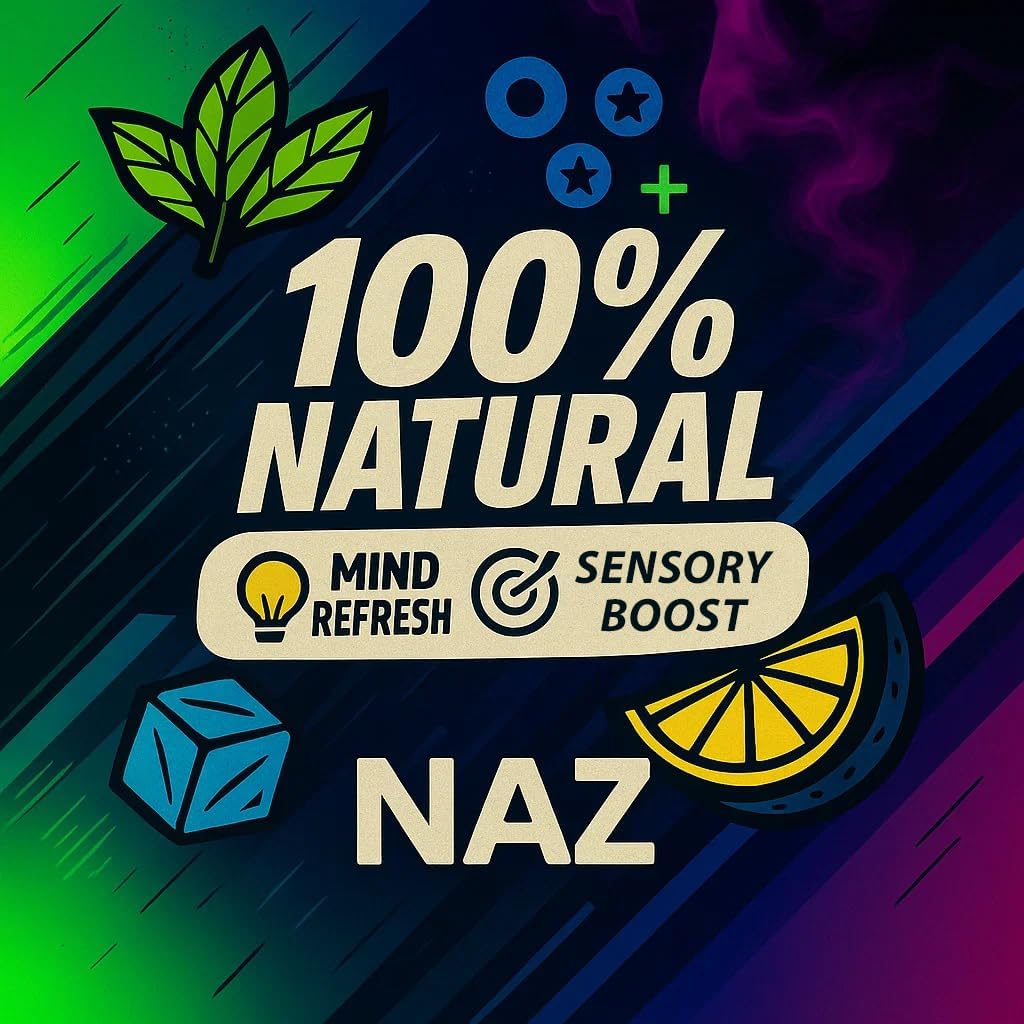 Naz Electric Nasal Stick - Portable Essential Oil Vapor Inhaler for Aromatherapy, Cool & Refreshing, Simple Ingredients | Non-Medicated Nasal Inhaler with Blue Raz, Lemonana, Miami Ice, 3-Pack