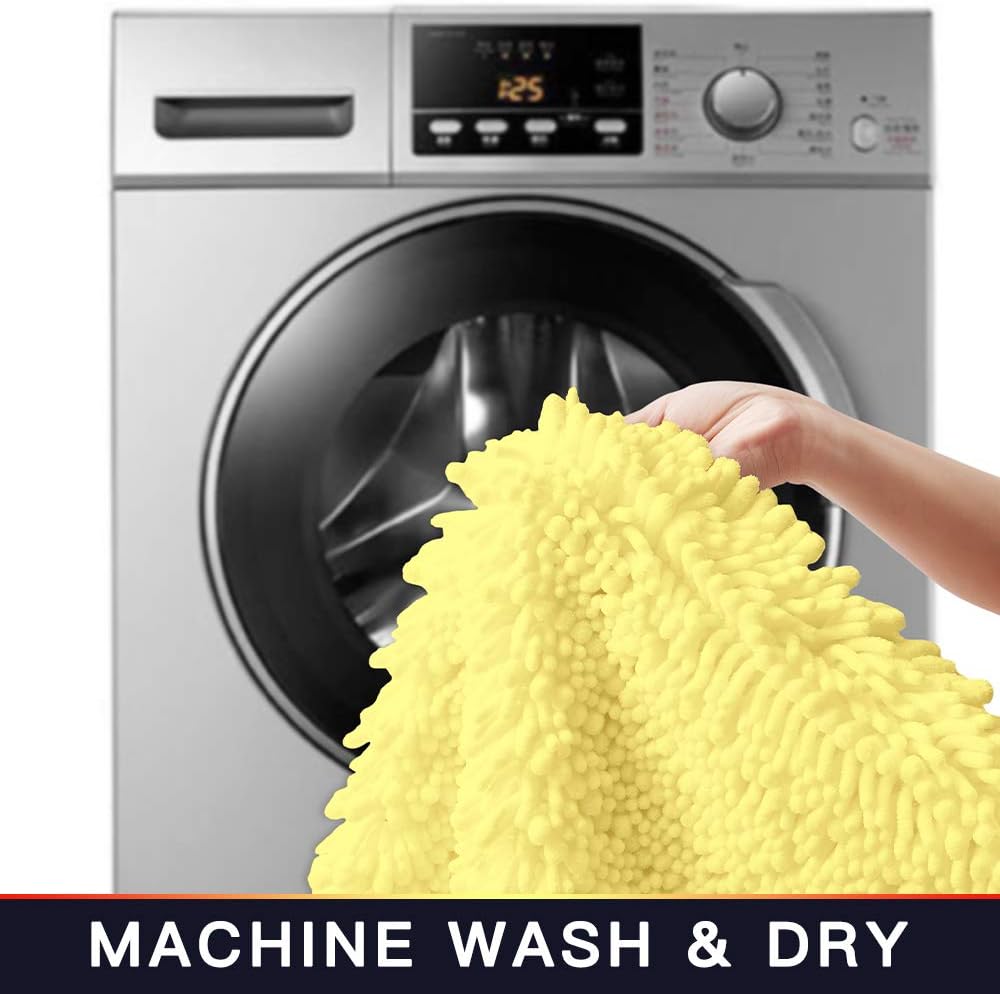 Walensee Bathroom Rug Non Slip Bath Mat (44x24 Inch Yellow) Water Absorbent Super Soft Shaggy Chenille Machine Washable Dry Extra Thick Perfect Absorbant Best Large Plush Carpet for Shower Floor