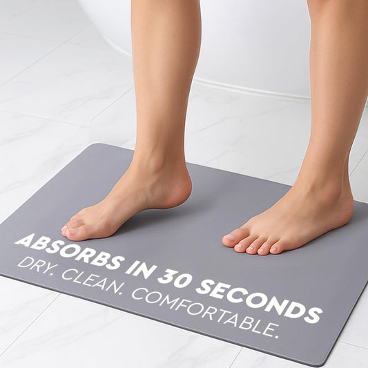 Homergy Bath Mat – Super‑Absorbent & Quick‑Dry with Non‑Slip Rubber Backing, Machine Washable & Odor Resistant – 16×24 in, Gray