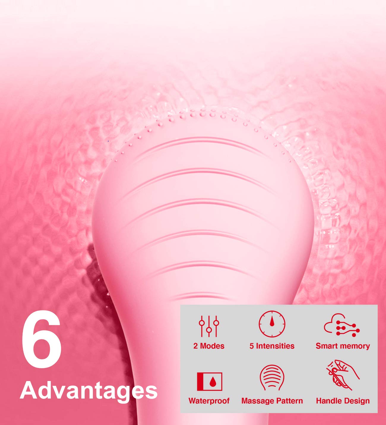 NågraCoola CLIE Facial Cleansing Brush, Waterproof and Rechargeable Electric Face Scrubber for Men & Women, Exfoliating, Massaging, and Cleansing - Pink