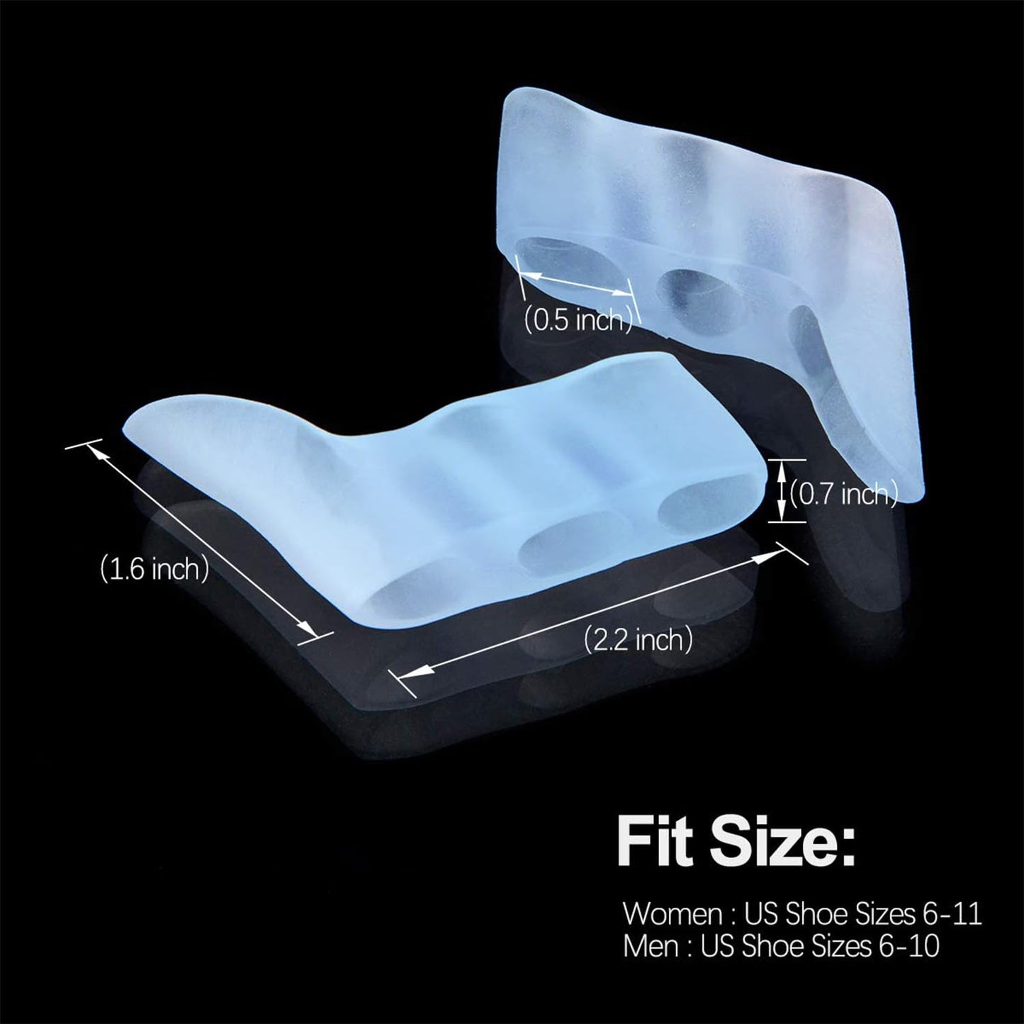 Toe Spacers, 5 Pairs Little Toe Separators Protector with 3 Loops for Curled Toes/Overlapping Toes/Foot Pain/Bunion Corrector and Bunion Relief for Men Women