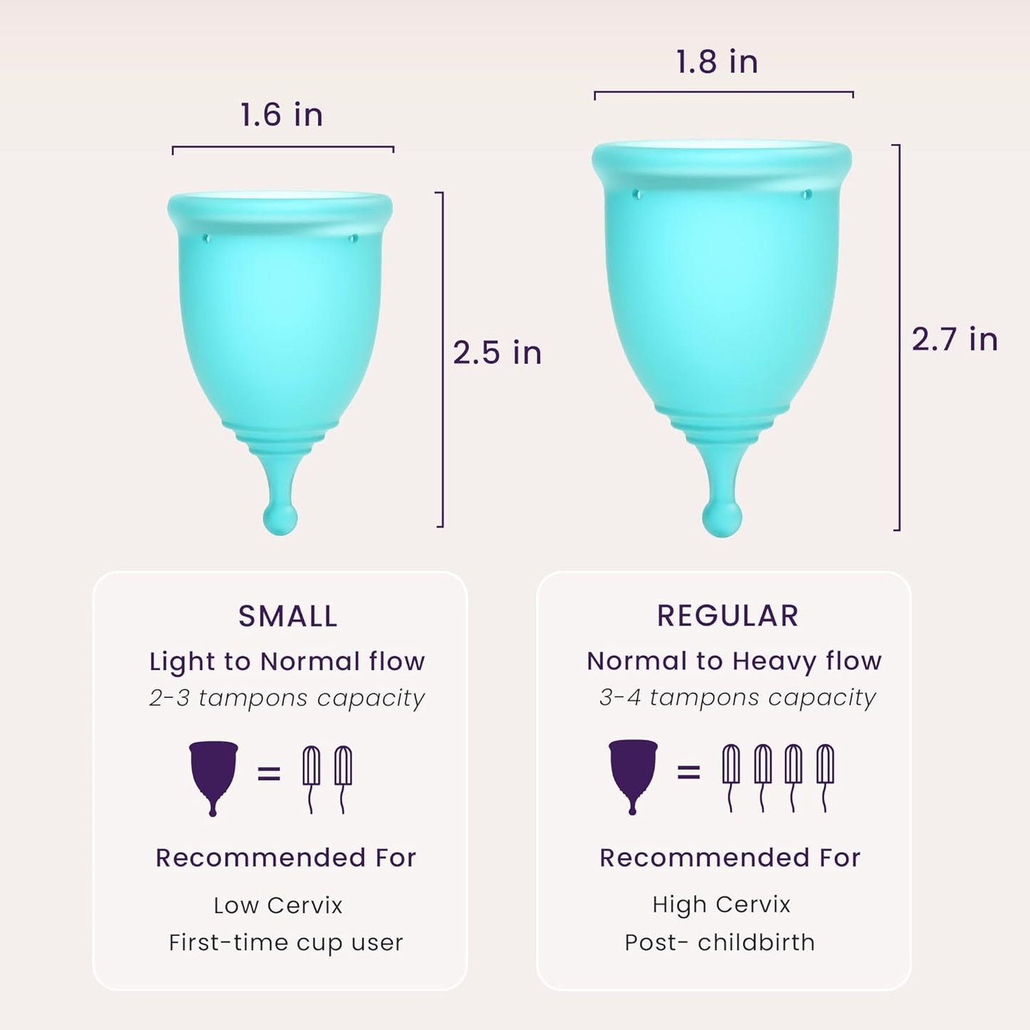 EcoBlossom Reusable Menstrual Cup Set - The Most Reliable Medical Grade Silicone Period Cups - Comfortably use for 12 Hours (Small & Large)