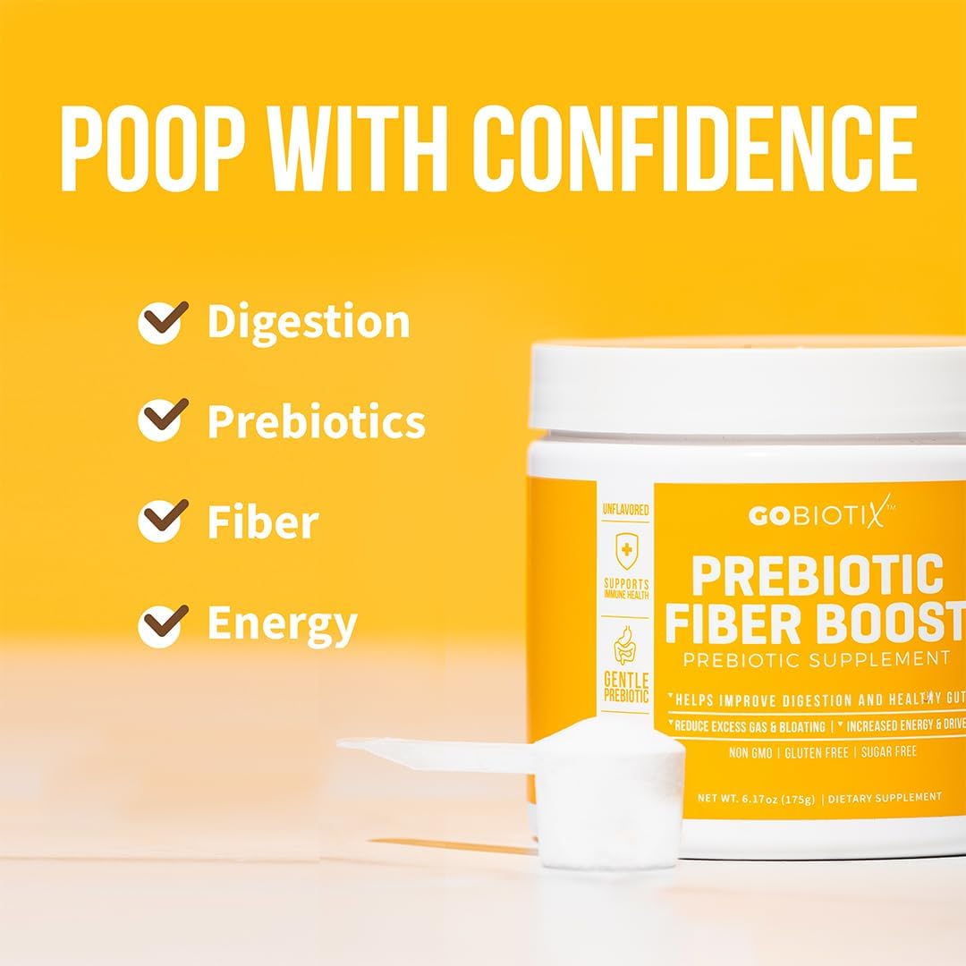 GoBiotix Fiber Supplement Powder with Prebiotics for Digestive Health and GLP-1 Support, Soluble Fiber for Gut Health & Debloat, Keto, Vegan, Gluten & Sugar Free, 35 Servings (2 Pack)