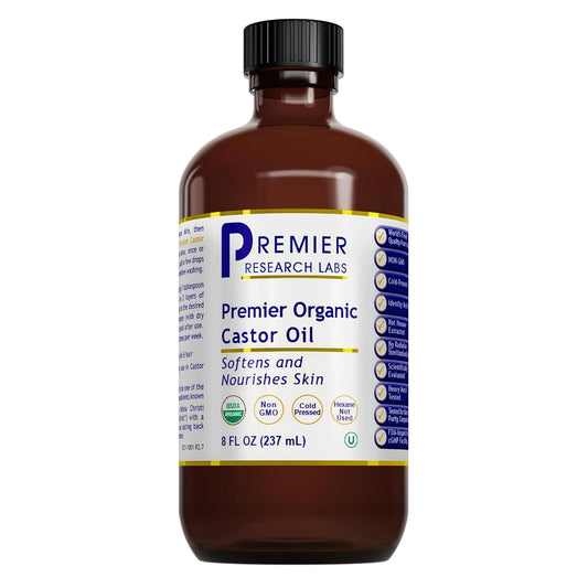 Premier Research Labs Castor Oil - Cold Pressed & Hexane-Free Castor Oil - Body Oil for Dry Skin & Hair - Castor Oil for Body Moisturizer - Pure Vegan & Non-GMO - 8 fl oz
