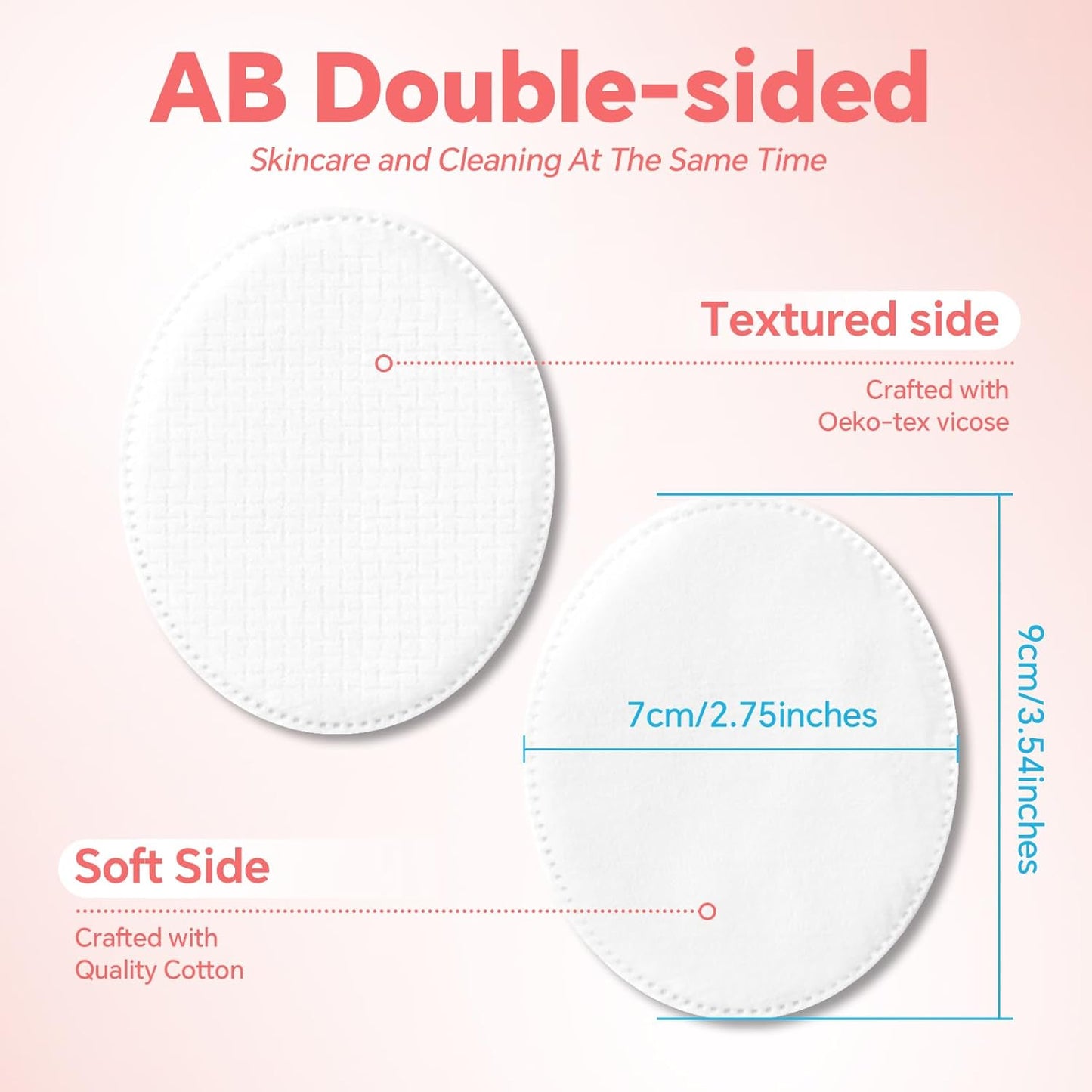 Large Oval Cotton Pads, 80 Count, Multi-Layer, Lint-Free, Dual-Sided, Ultra-Soft Cotton Oval Pads for Makeup Removal, Cleansing, and Toner Application