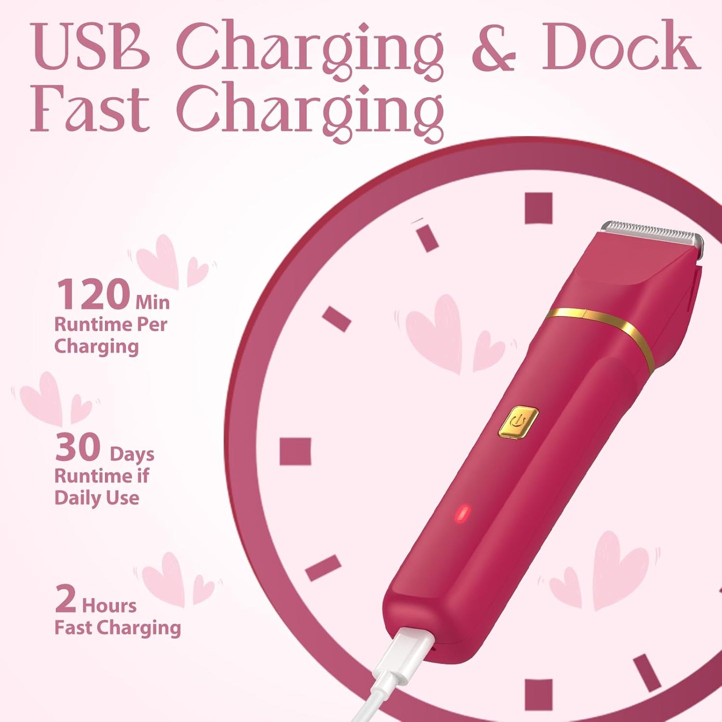 Electric Bikini Trimmer for Women - Waterproof Pubic Hair Trimmer & Facial Shaver, Rechargeable Cordless Electric Razor with Ceramic Blades, IPX7 Shower-Safe for Sensitive Skin, Christmas Gift for Her