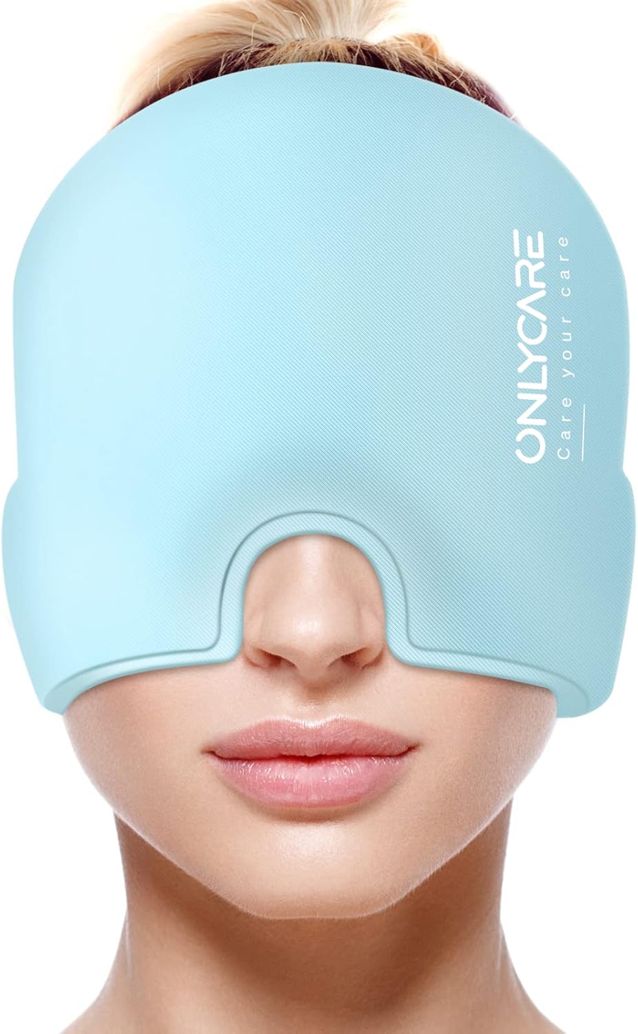 ONLYCARE Migraine Relief Cap, Upgraded Odorless Migraine Ice Head Wrap, Headache Relief Hat for Migraine, Blue