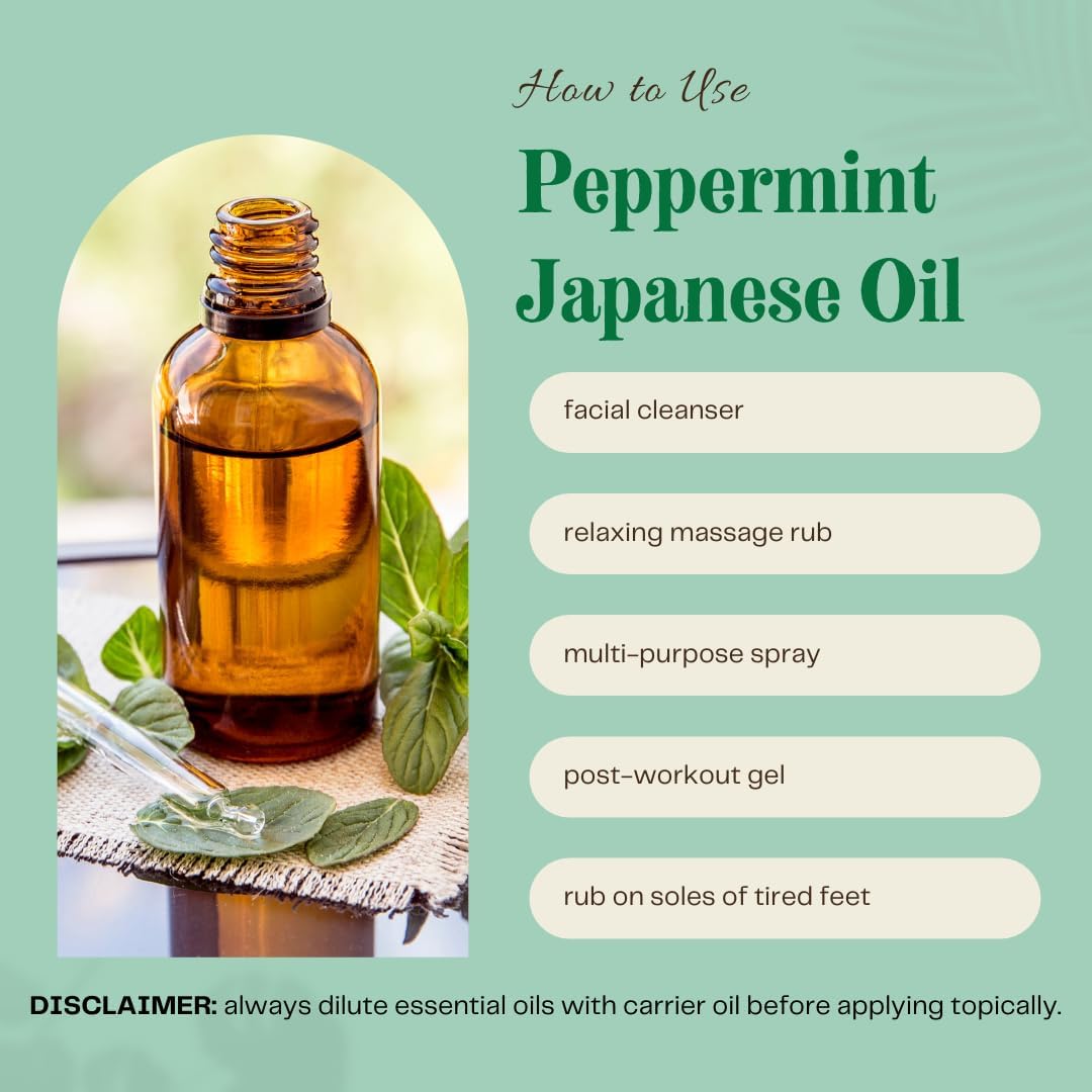 GreenHealth Japanese Peppermint Essential Oil - 128 fl oz (1 Gallon) - 100% Pure & Natural Mentha Arvensis Oil - Bulk Size for Diffusers, Cleaning, Candles, Aromatherapy & DIY Use
