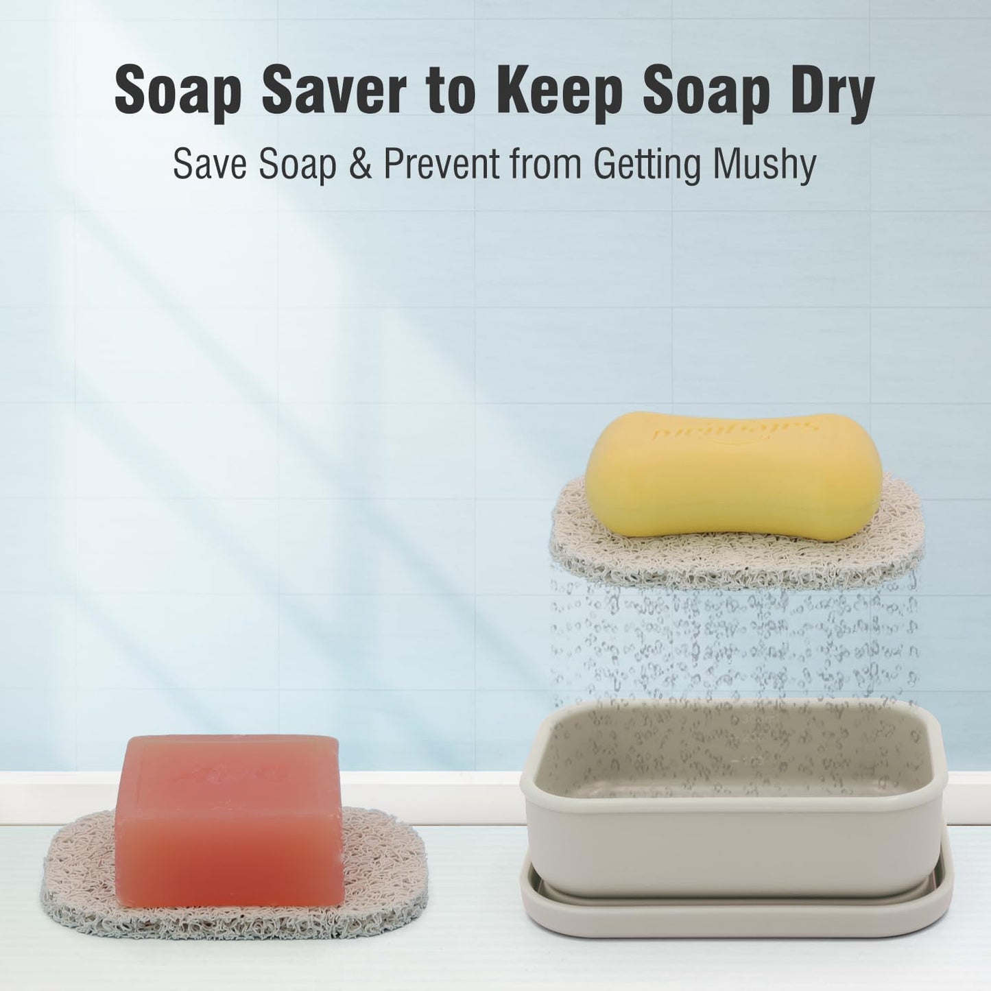 Enhanced Leak-Proof Travel Soap Case with Draining Pad, Silicone Soap Container for Traveling, Shampoo Bar Travel Case for Camping, Gym, Easy to Clean (Off-white)