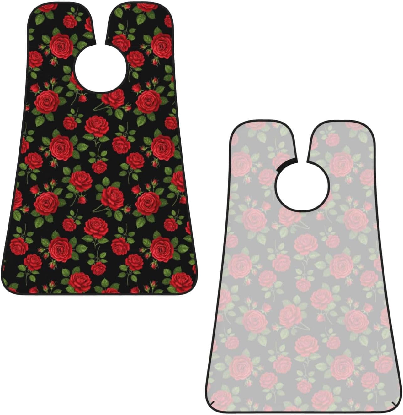 Ultimate Shaving Bib, Beard Trimming Apron with Hair Catcher, Floral Flowers Black Red Roses