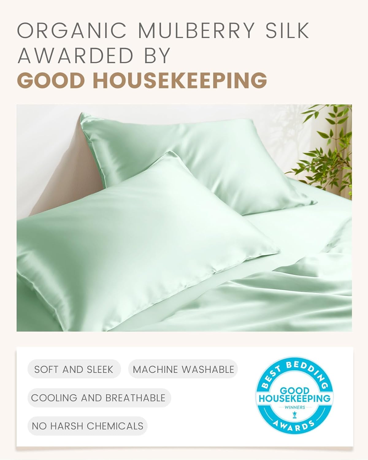 THXSILK Set of 2 100% Mulberry Silk Pillowcase for Hair and Skin, Pure Mulberry Silk Pillow Cases Ultra-Soft, Hypoallergenic Pillow Case Cover with Zipper (California King 20"x40", Turquoise Green)