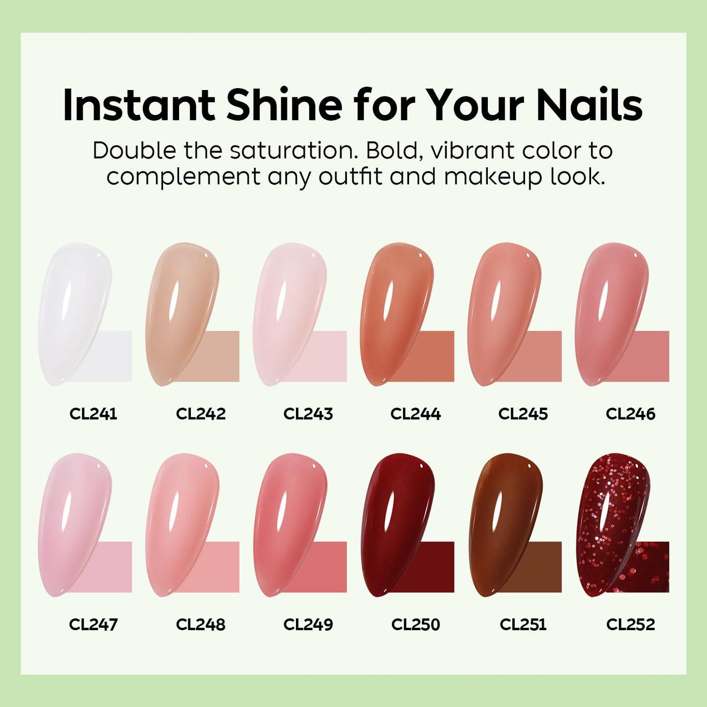 Luxbon 12 pcs Gel Nail Polish Set - Spring Color Set Long Lasting Gel Polish, uv led Soak Off Nail Art Designs Manicure Kit 003