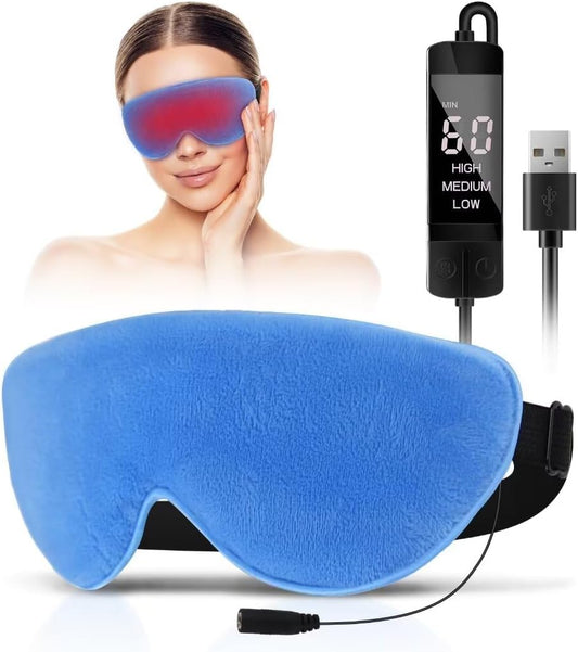 KOVNLO Heated Eye Mask, Washable USB Electric Moist Heat Warm Compress for Eyes, Eye mask with Flaxseed for Dry Eyes, Blepharitis, Chalazion, MGD, Stye Eye Treatment