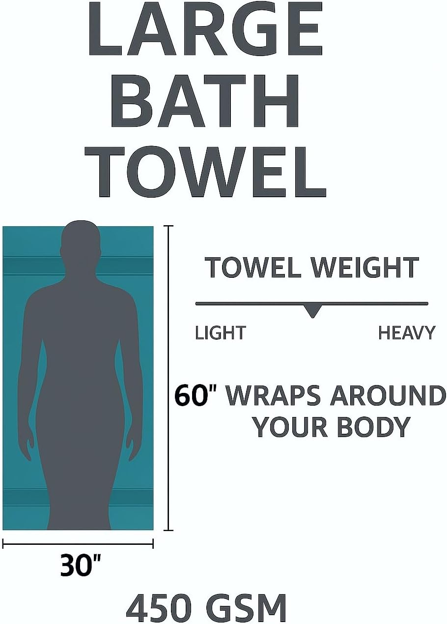 Bath Sheet 30 x 60 Pack of 4 | 450 GSM Quick Dry and Highly Absorbent | 100% Cotton Terry Towels for Bathroom - Perfect for Shower - Pool and Spa - Luxury Soft Towels - Charcoal Grey