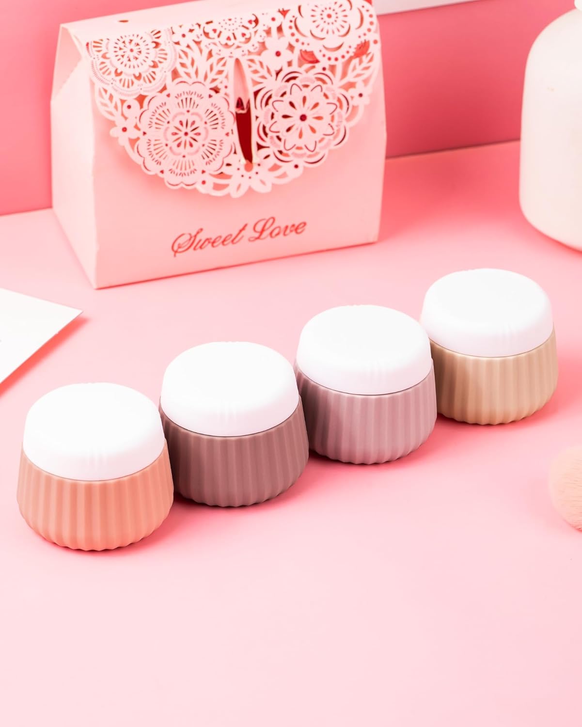 Travel Containers for Toiletries 4 Pack, TSA Approved Travel Size Toiletries, Portable Size Containers, With Clear Bag Leak Proof Silicone Jars, Essentials Creams Jars Carrying Small Items