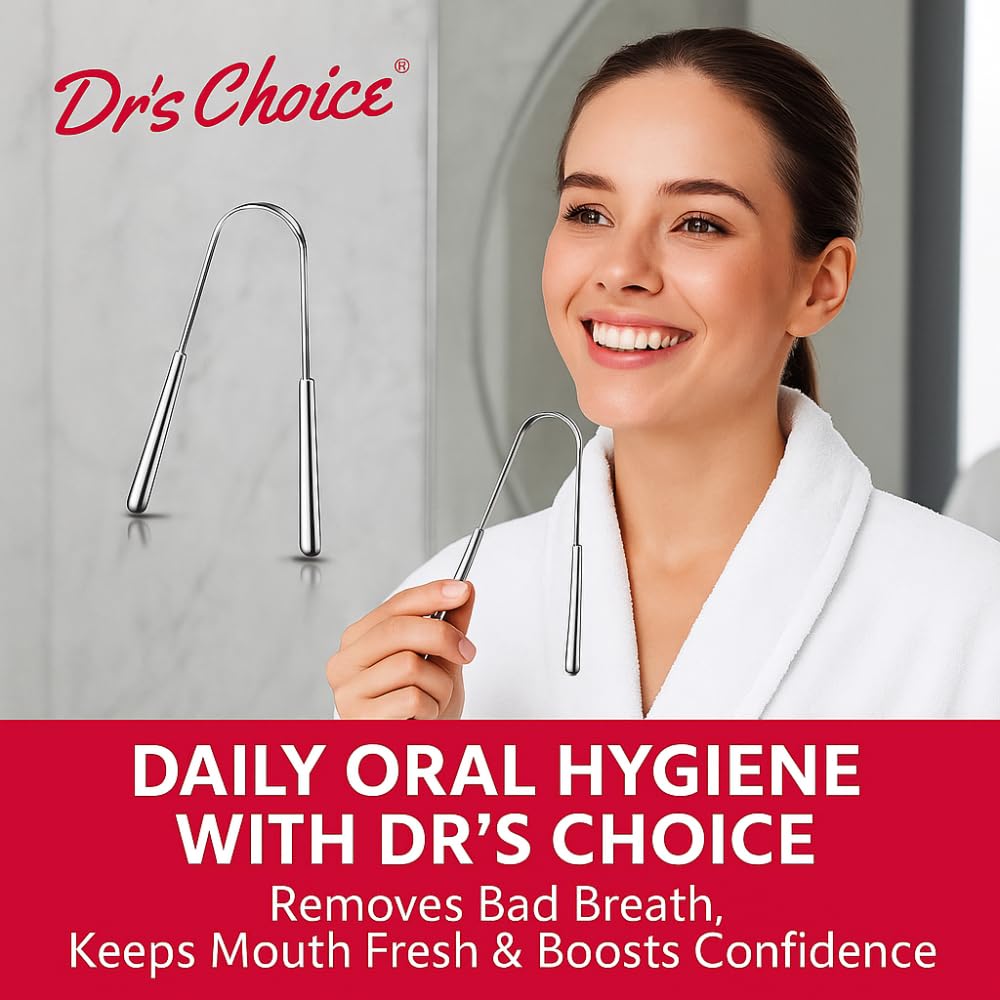 Stainless Steel Tongue Scraper for Adults – Durable, Rust-Resistant Tongue Cleaner with Ergonomic Grip for Daily Oral Care & Fresh Breath – Reusable & Travel-Friendly (Pack of 2)