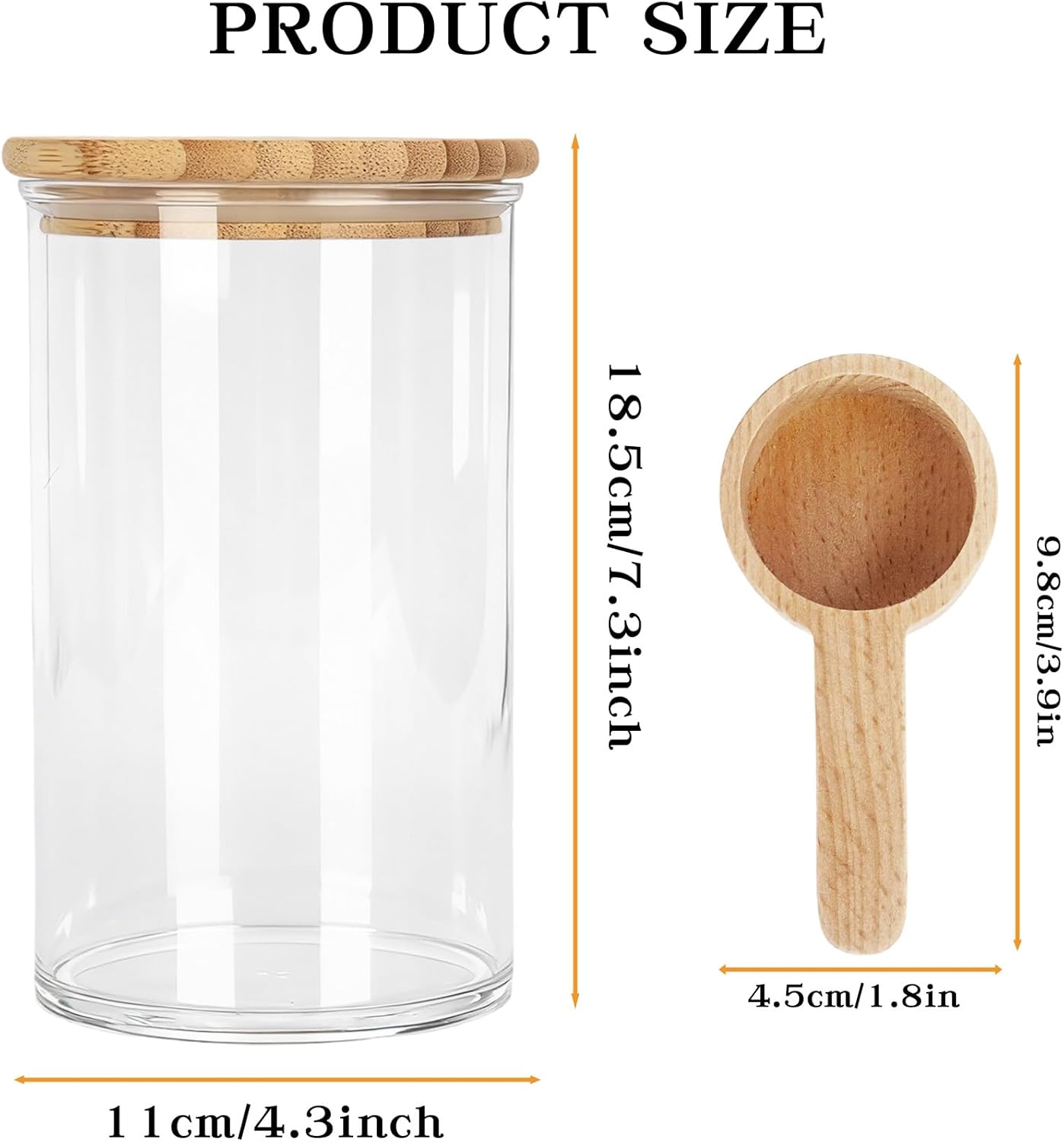 Klmnop 1200ML/42OZ Acrylic Bath Salt Jar with Wooden Scoop, Bath Salt Container with Sealing Lid for Bathroom Kitchen Storage Salt Candy Tea(Clear, Style 2)