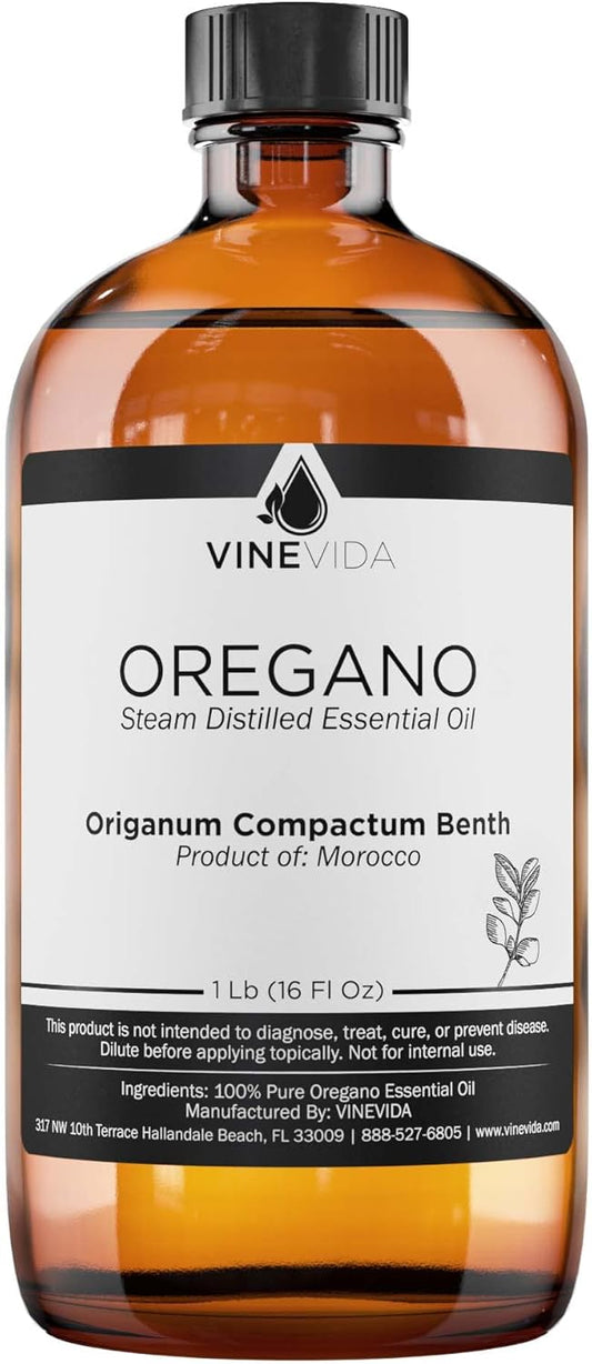 VINEVIDA Oregano Essential Oil - 16 oz - Undiluted - DIY Candle Scents - Bulk for Soap Making & Skin Safe