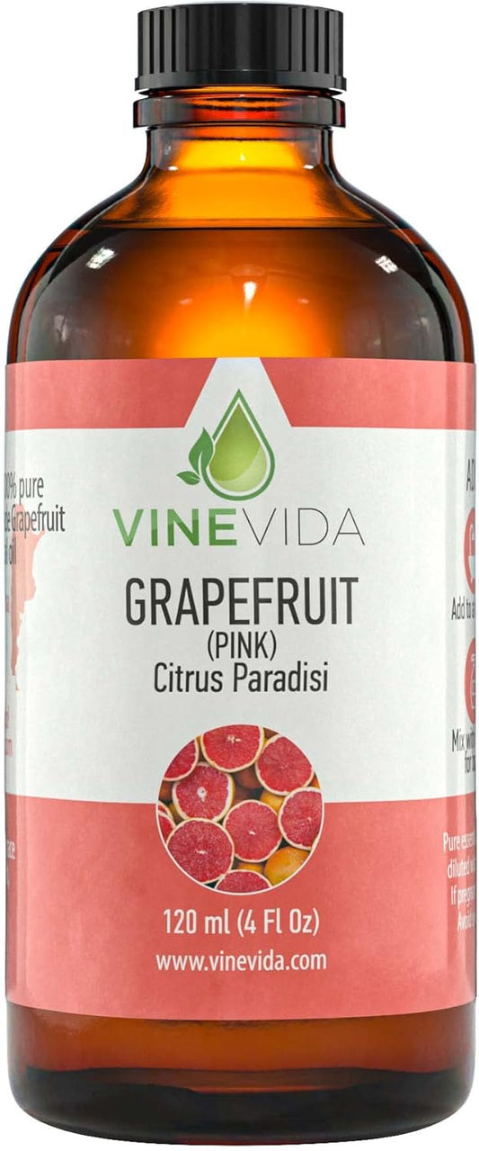 VINEVIDA Pink Grapefruit Essential Oil 4 oz - Undiluted, DIY Candle Scents, Bulk for Soap Making & Skin Safe