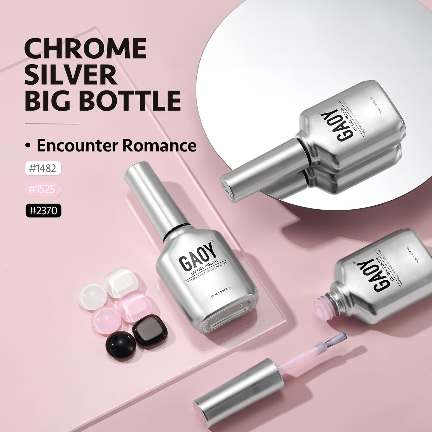 GAOY Gel Nail Polish Kit, 3 Colors 16ml Jelly Black White Pink, Soak Off UV Gel Polish Set - Encounter Romance