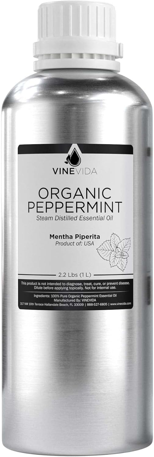 VINEVIDA Organic Peppermint Essential Oil 32 oz - Pure, Undiluted, Vegan, and Sustainable