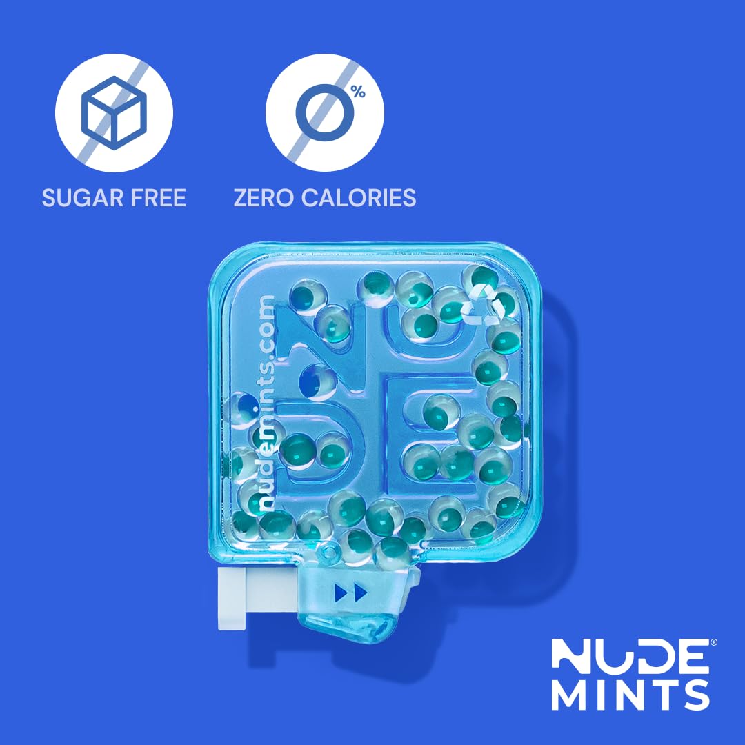 NUDE MINTS | Dual Action Liquid Capsules | Mouth Watering Mint - Lasts 3X Longer - 3X Stronger - Extreme Bad Breath Treatment For Adults - Sugar Free, 0 Calorie - Peppermint - 5 Pack - 150 Capsules