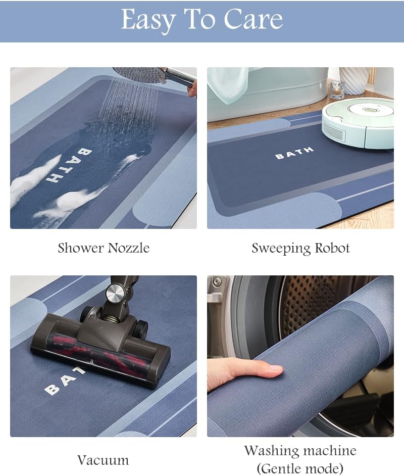 Bath Mat-Bathroom Mat Rug Non Slip Super Absorbent Stain Resistant Quick Dry Thin Bathroom Rug-Bath Mats for Bathroom Floor Bathtub Vanity-Bathmat Bath Rug Easy Care-24"x35",Navy