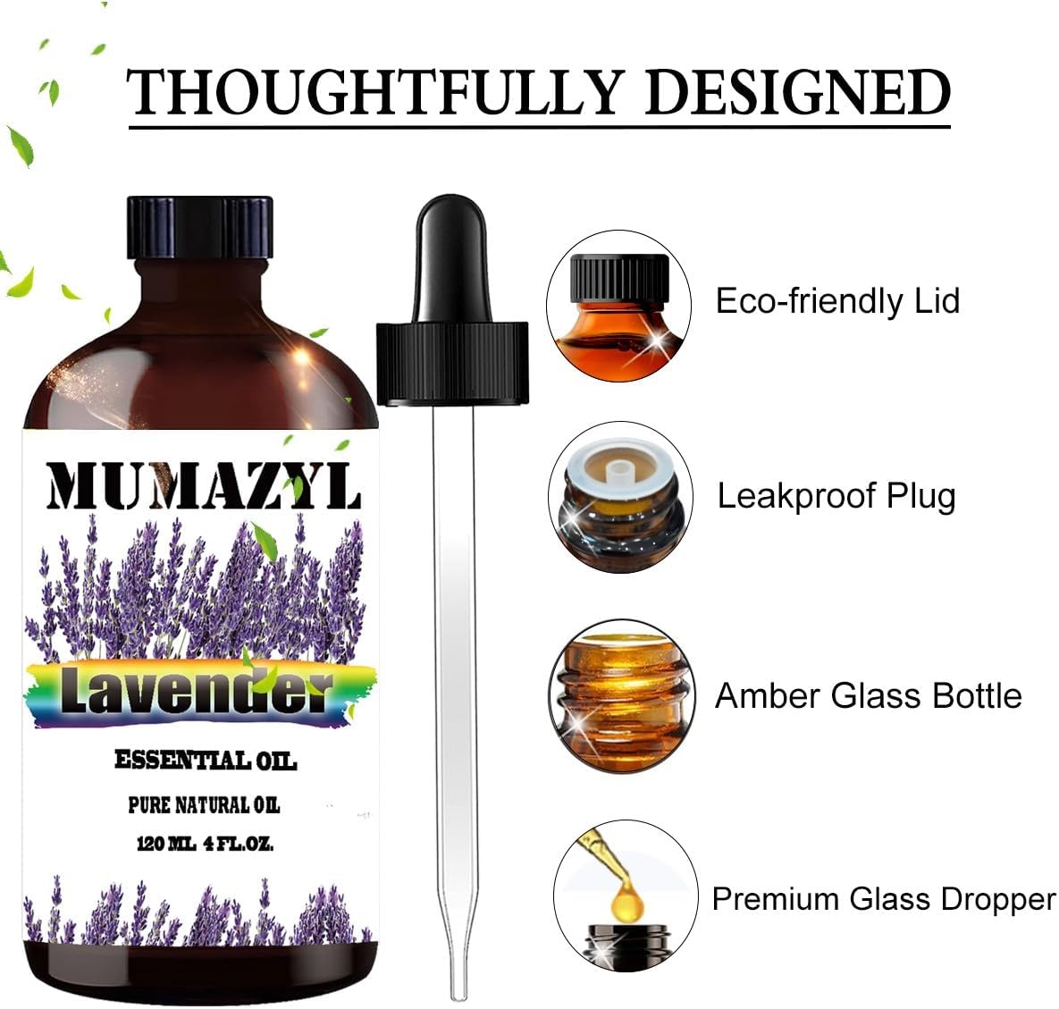 Lavender Essential Oil, Lavender Oil 4 Fl Oz 120ML for Diffuser Humidifier Yoga Cleaning DIY Candle Soap Making Essential Oils