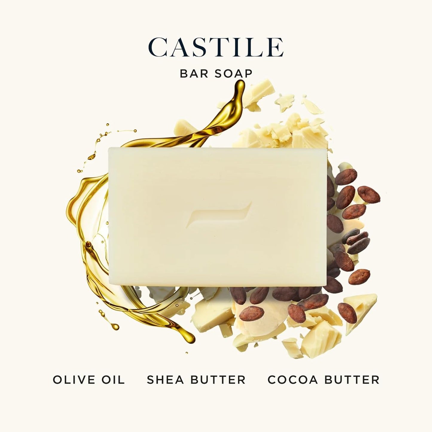 Caswell-Massey Pure Castile Bar Soap for Men & Women, Unscented & Moisturizing Natural Soap Bar for All Skin Types, Made with Essential Oils & Plant-Based Formula for Face, Body & Hair, 6.4 oz