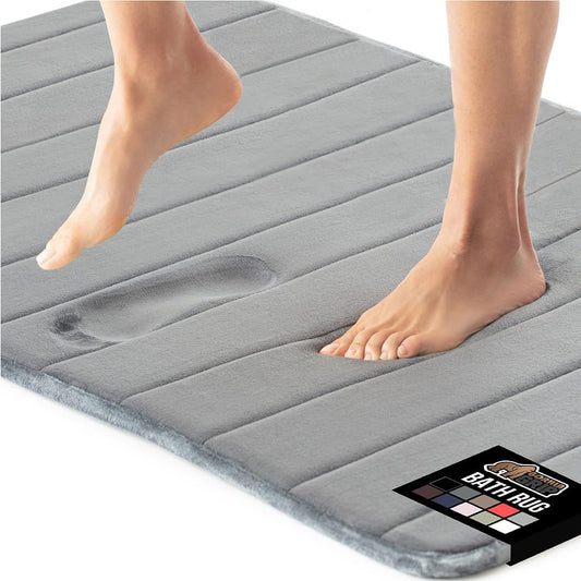 GORILLA GRIP Memory Foam Bath Mat, Soft Absorbent US Designed Bathroom Rug, Gripping Dots Machine Washable Bathmat, Cushioned Floor Mats, Shower Sink Rugs Room Décor Accessories, 36x24 Graphite Gray