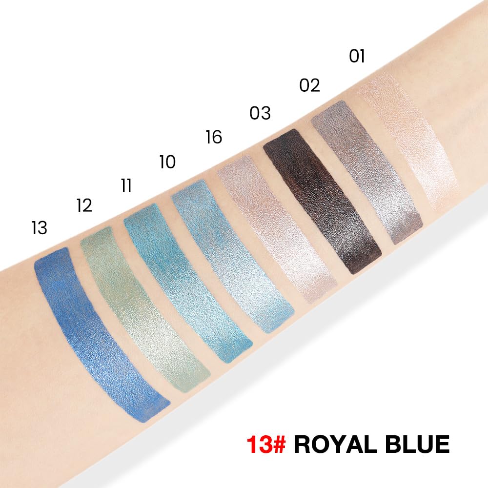 evpct Royal Blue Shimmer Cream Eye Shadow Brightener Sticks Set for Eyes, Blue Shimmery Matte Pencil Eye shadow Applicator Stick Pen Palette Makeup Waterproof sombras en crema para ojos 13#