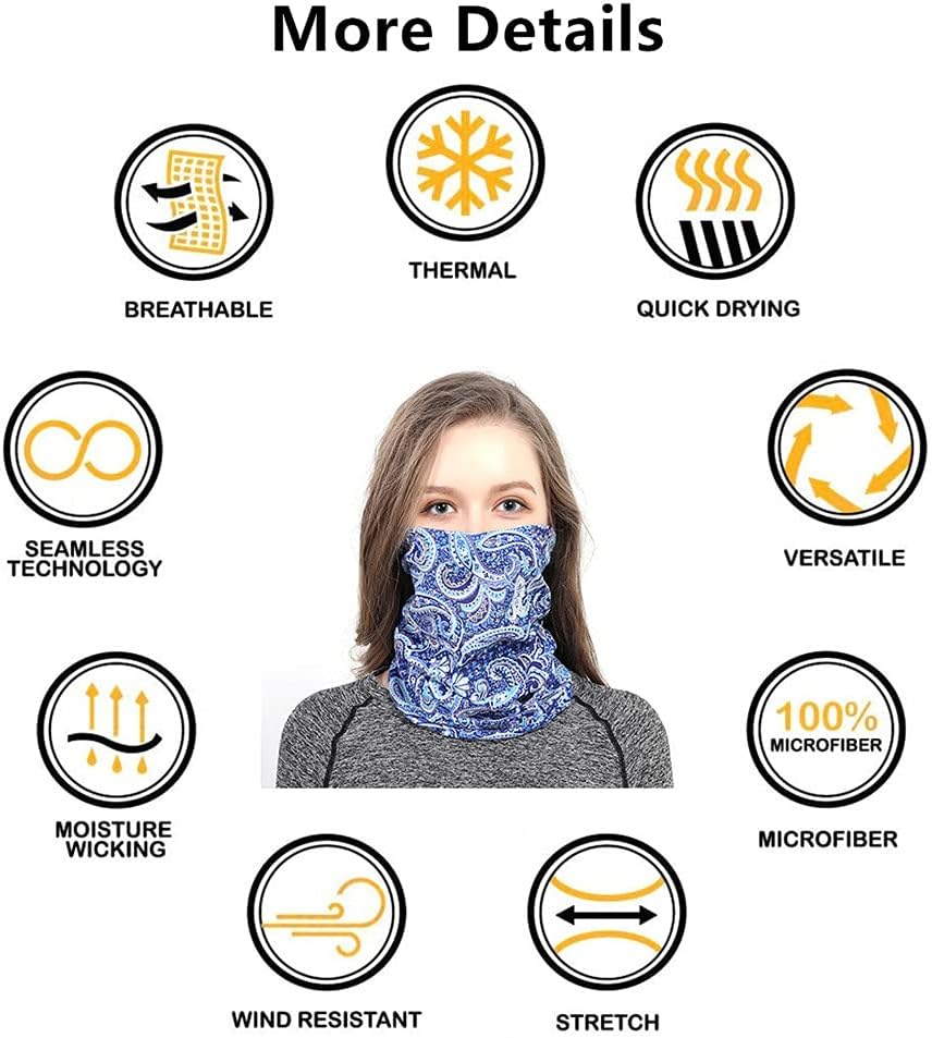 Headband Neck Gaiter Head Wrap Headwear Face Mask Magic Scarf Bandana for Men and Women
