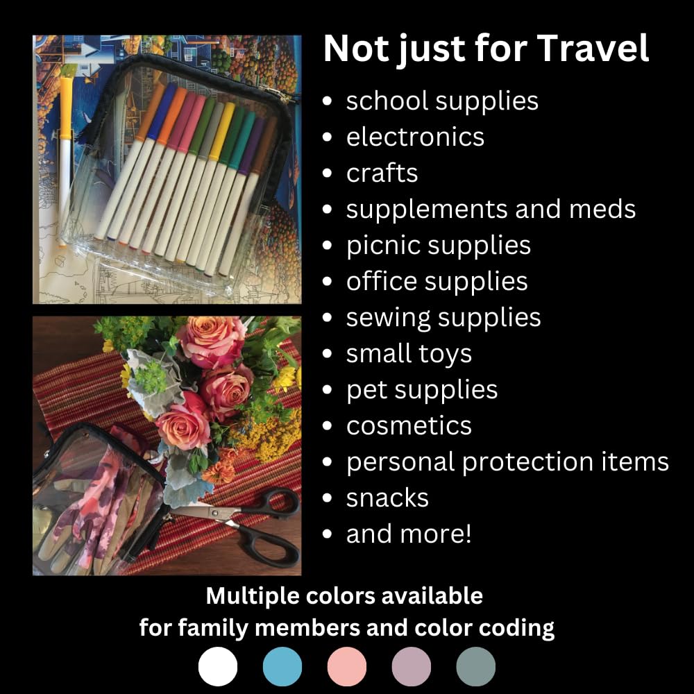 BORSALI TSA-Approved Quart-Sized Bag for Carry-On Travel - One (1) Quart Clear Toiletries, Cosmetic and 3-1-1 Liquids Toiletry Bag - Rose