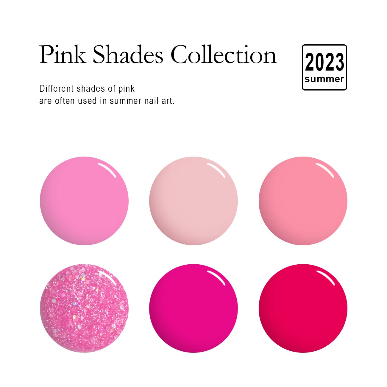 RARJSM Pink Gel Nail Polish Set 6 Pcs Pale Light Pink Neon Hot Pink Rose Glitter Fuchsia Sweet Cherry Colors Gel Polish Soak off 7.5ml UV LED Cured for Summer Home Salon Spring Nails