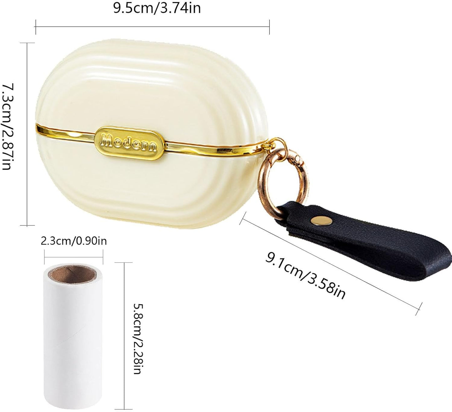 Handy Double-Sided Travel Lint Roller with Hand Strap, 7-Fill Luxury Clothing Bag Dust Fluff Adhesive Reusable Mini Extra Adhesive Dog Cat Pet Adhesive, Small Pocket Reusable Lint (White)