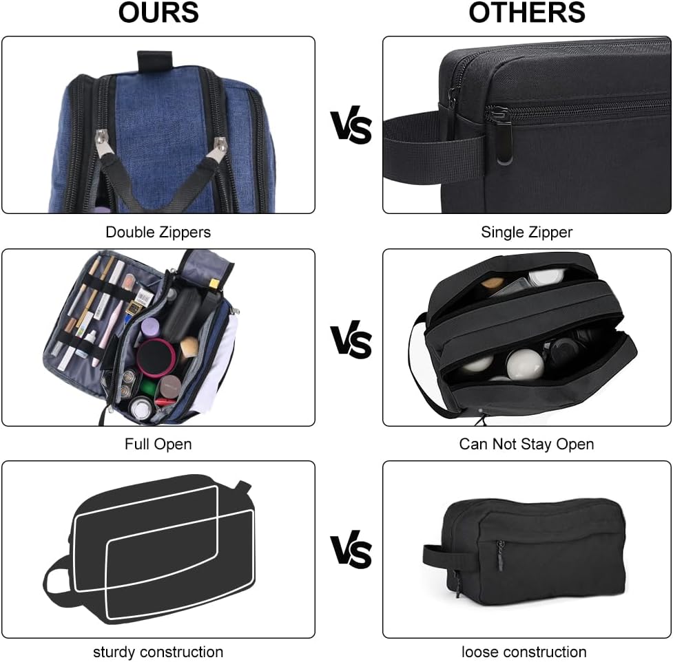 Travel Toiletry Bag for Men Dopp Kit Water-resistant Shaving Bag for Toiletries Accessories Door Room Essentials Navy Blue