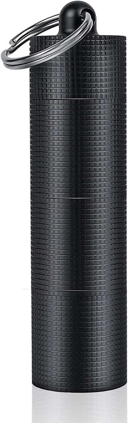 PPFISH Portable Daily Pill Case, 3 Compartments Anti-Skid Aluminum Alloy Waterproof Pill Box Dispenser, Small Pocket Pill Container, Keychain Pill Fob, Travel Pill Holder for Men Women