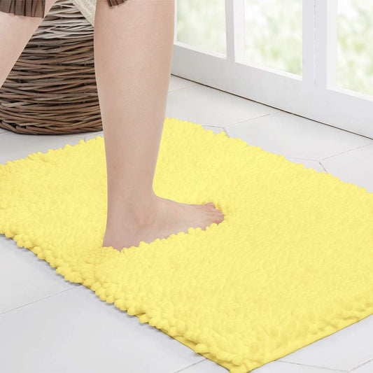 Walensee Large Bathroom Rug Non Slip Bath Mat (24x60 Inch Yellow) Water Absorbent Super Soft Shaggy Chenille Machine Washable Dry Extra Thick Perfect Absorbant Best Plush Carpet for Shower Floor