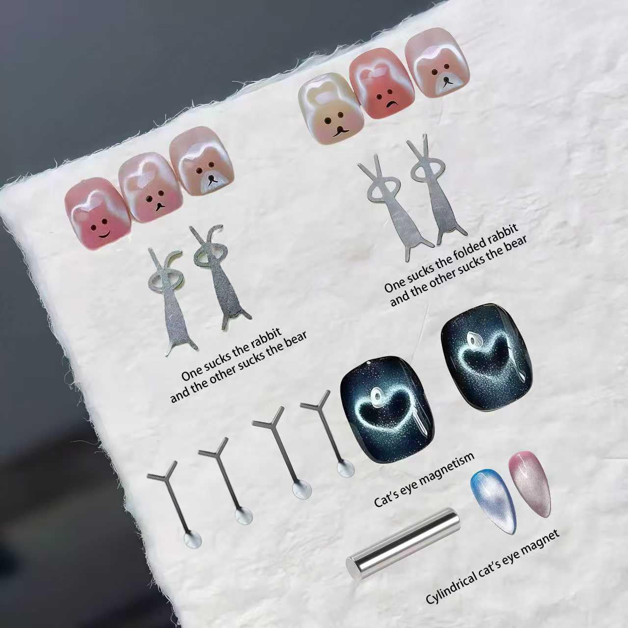 cat eye magnet,nail magnets for nail art,cat eye magnets,DIY manicure kit with Y-shaped guide rod, nail iron suitable for home and salon use (9 pieces)