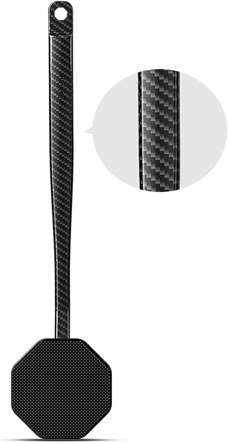 iTokGoK® Silver-Infused Carbon Fiber Silicone Back Scrubber with Long Handle Back Brush for Shower,Back Brush Long Handle for Men and Women,Ergonomic No-Slip Handle, Long-Lasting (Carbon Fiber)