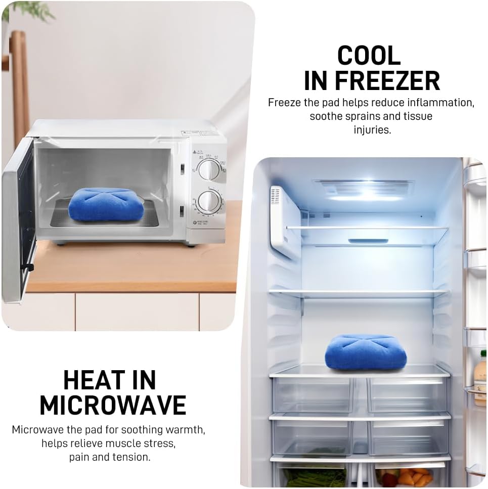 Microwave Heating Pad for Pain Relief, 6 x 12 Microwavable Moist Heat Pads for Neck, Shoulder, Back, Knee, Period Cramps, Rice Heat Pack Hot & Cold Compress Reusable & Portable, Blue