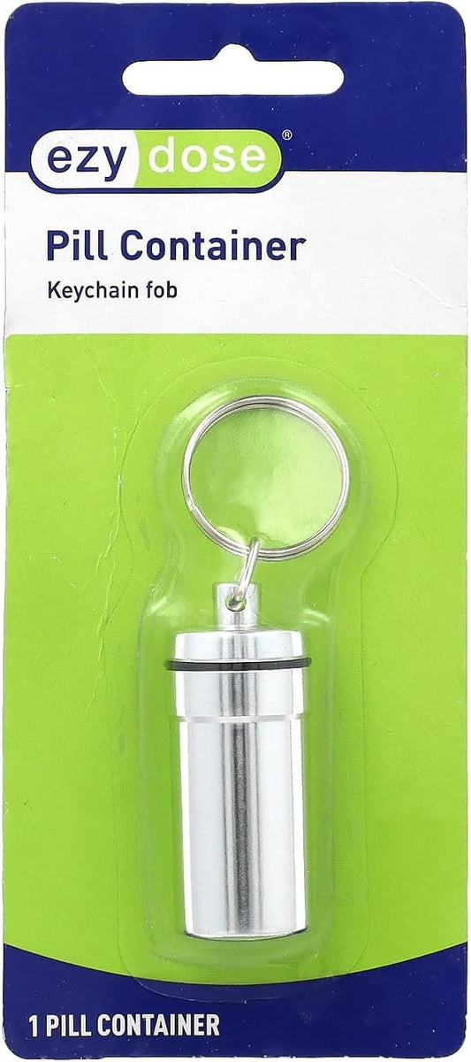 EZY DOSE Keychain Pill Box and Medicine, Vitamin Container, Safe for Money & Travel Items, Metal Canister, Medium Compartments, Various, BPA Free