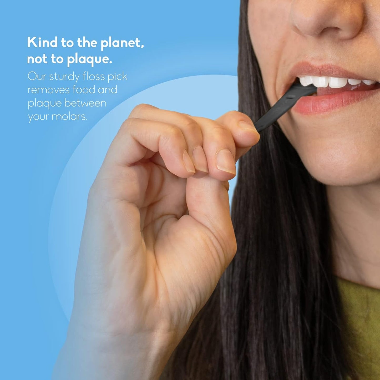 The Humble Co. Floss Picks (200 Count) – Plant Based Dental Floss Picks with Grip Handle for Superior Oral Care, Dental Hygiene, and Gum Health, Cruelty Free Tooth Floss Picks (Charcoal)