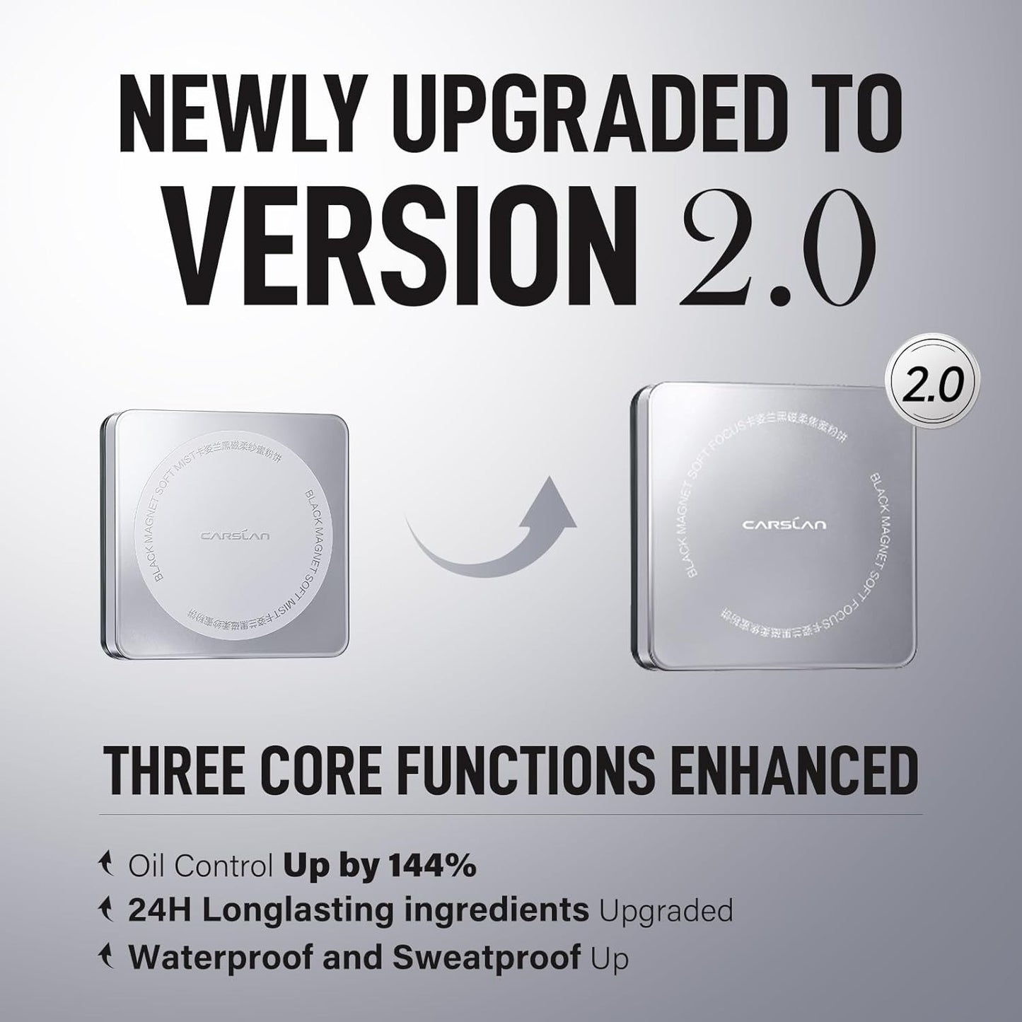 CARSLAN 2.0 Black Magnet Soft Focus Powder, Waterproof Translucent Pressed Setting Powder, 24H Longlasting Talc-Free Face Powder, Oil Control Compact Makeup,01 Blue Purple For Dry&Com Skin, 0.28Oz