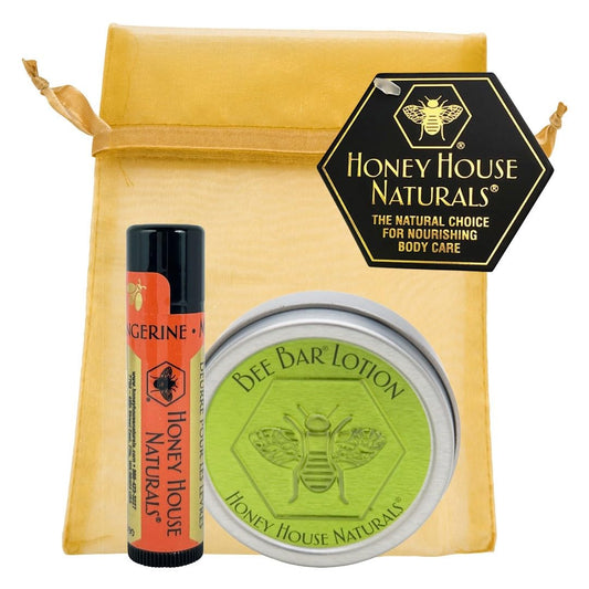 Honey House Naturals 2 Piece Gift Set, All Natural, Ultra Moisturizing Lotion Bar and Lip Butter Infused with Essential Oils, Made in USA, (Variant Name)