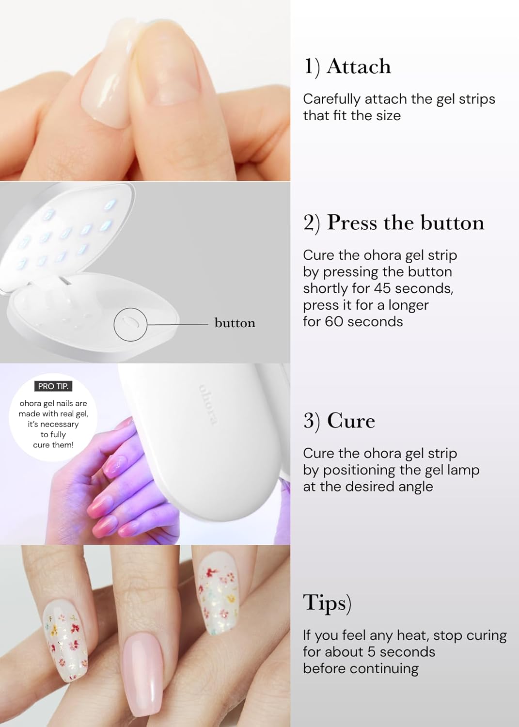 ohora Pro Portable Gel Lamp (Black) - 11W Max, Timer (60s), Portable Lamp for Curing Gel Nail Art, Polish, Stickers and Strips