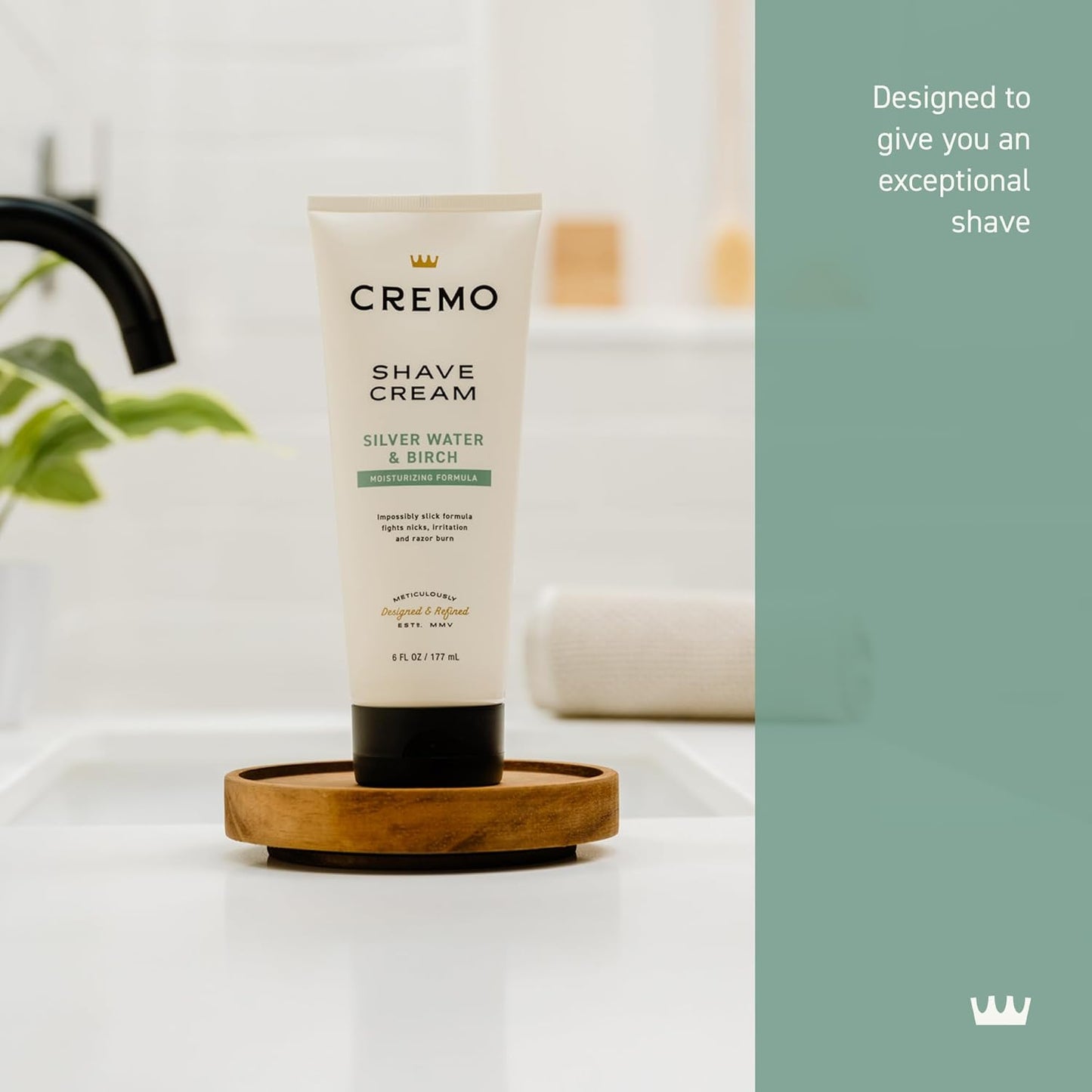 Cremo Silver Water & Birch Shave Cream, Astonishingly Superior Ultra-Slick Shaving Cream for Men, Fights Nicks, Cuts and Razor Burn, 6 Fl Oz