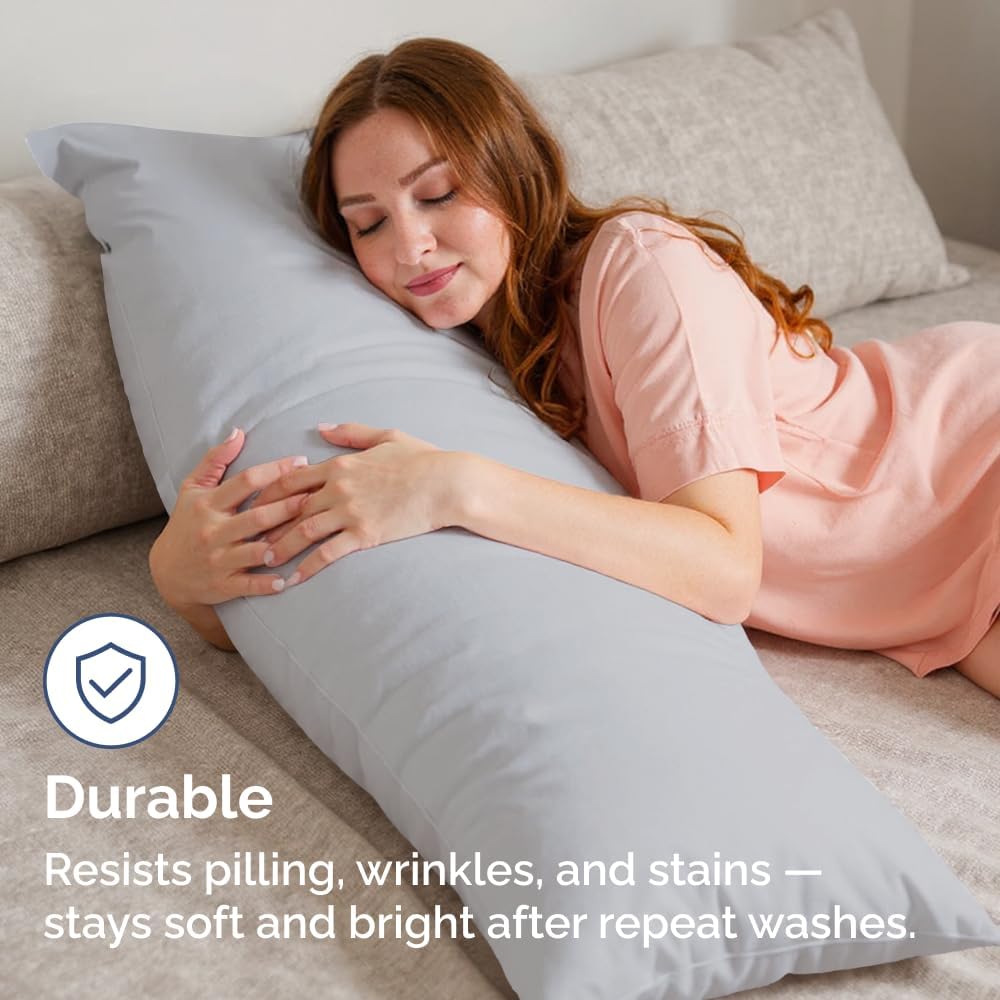 Long Pillowcases - Body Pillow Cover - Long Pillow Insert for Sleeping, Side Sleepers - Soft & Breathable Body Pillow Case with Envelope Enclosure - Comfy & Machine Washable - 20" x 54" (Steel Blue)