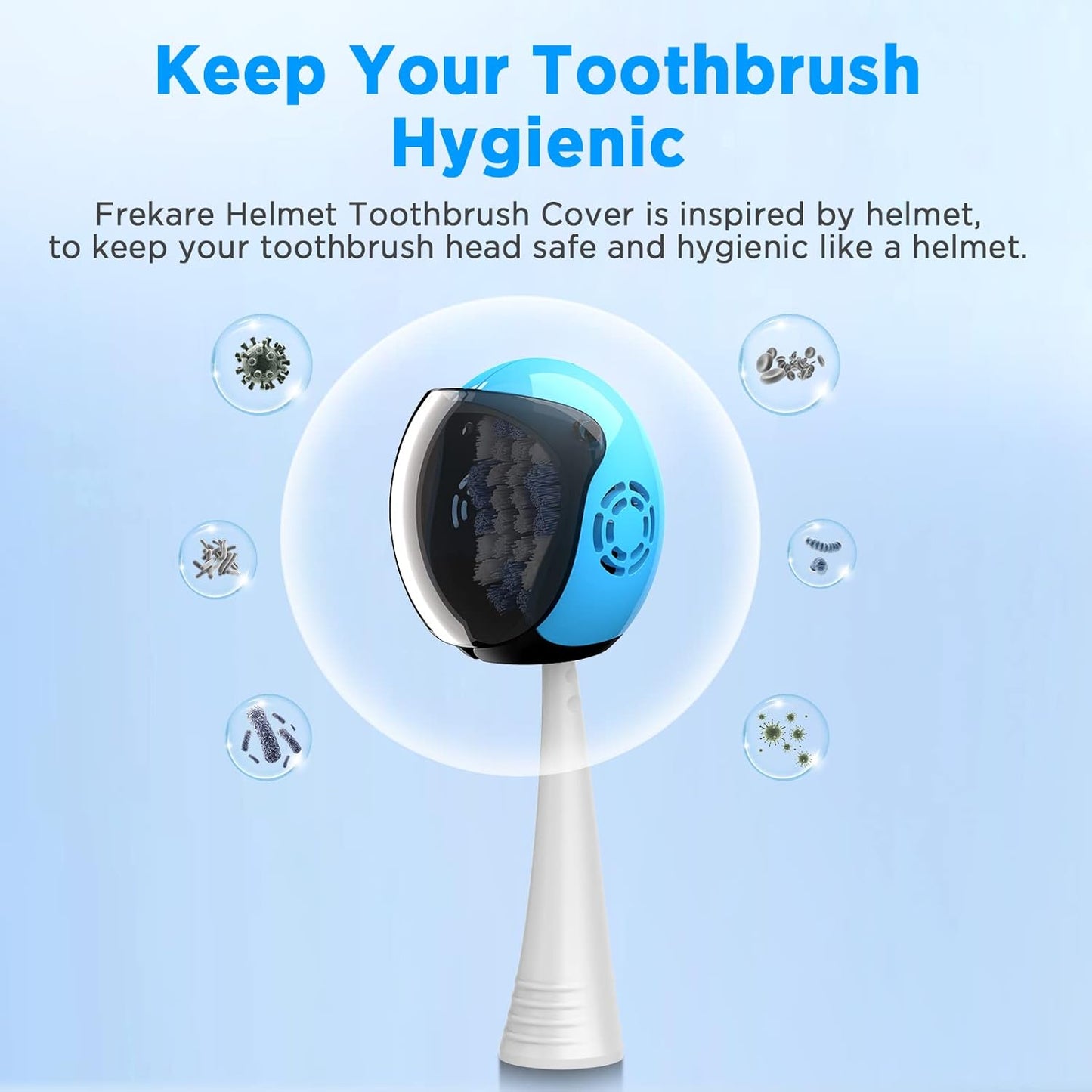 Helmet Toothbrush Covers Caps, Toothbrush Head Protector for Household Travel, Fits Most Manual and Electric Toothbrushes, 6 Count (Black, White, Grey, Blue, Pink, Red)